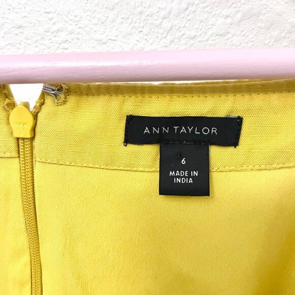 Ann Taylor Yellow Short Sleeve Tie Waist Jumper Size 6 - Picture 4 of 8